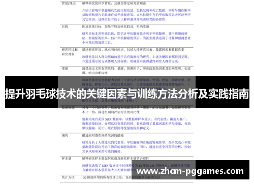 提升羽毛球技术的关键因素与训练方法分析及实践指南 提升羽毛球技术的关键因素与训练方法分析及实践指南