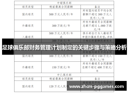 足球俱乐部财务管理计划制定的关键步骤与策略分析 足球俱乐部财务管理计划制定的关键步骤与策略分析